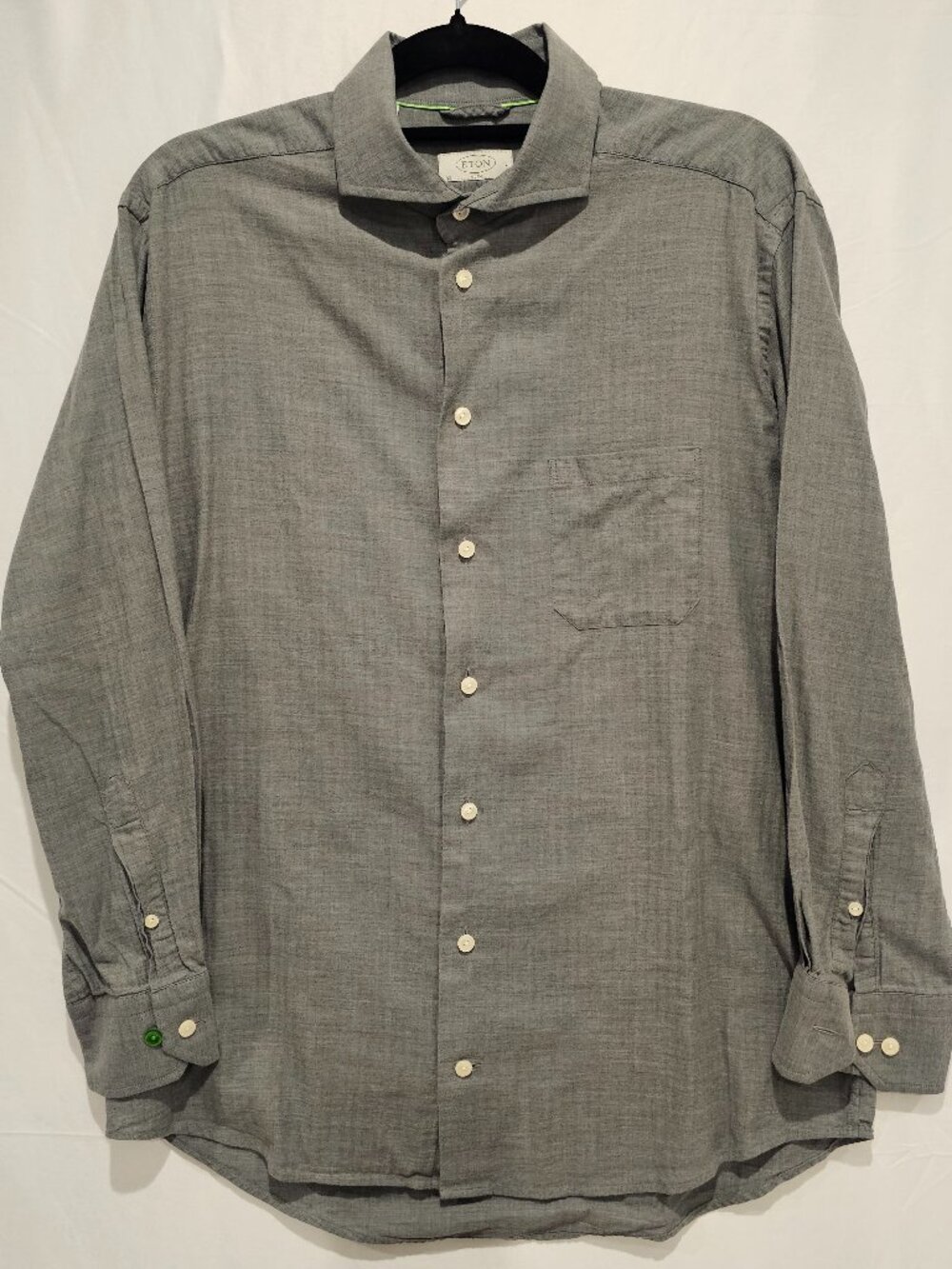 ETON Men's Slim Fit Dress Shirt Gray Size 42 Luxury Cotton Button Up Romania